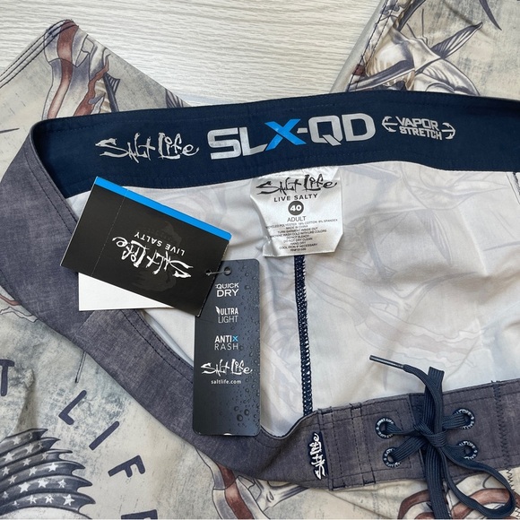 Salt Life Patriot USA Flag Sailfish Glory Swim Board Shorts Mens Size 40 New - Picture 6 of 12